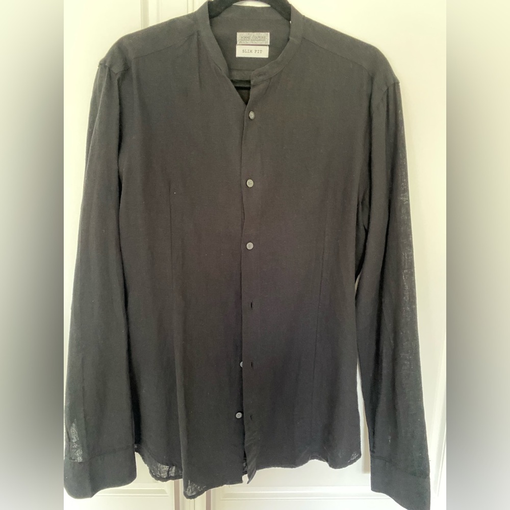 Daniele Alessandrini Black Linen Button-Down Shirt Jacket